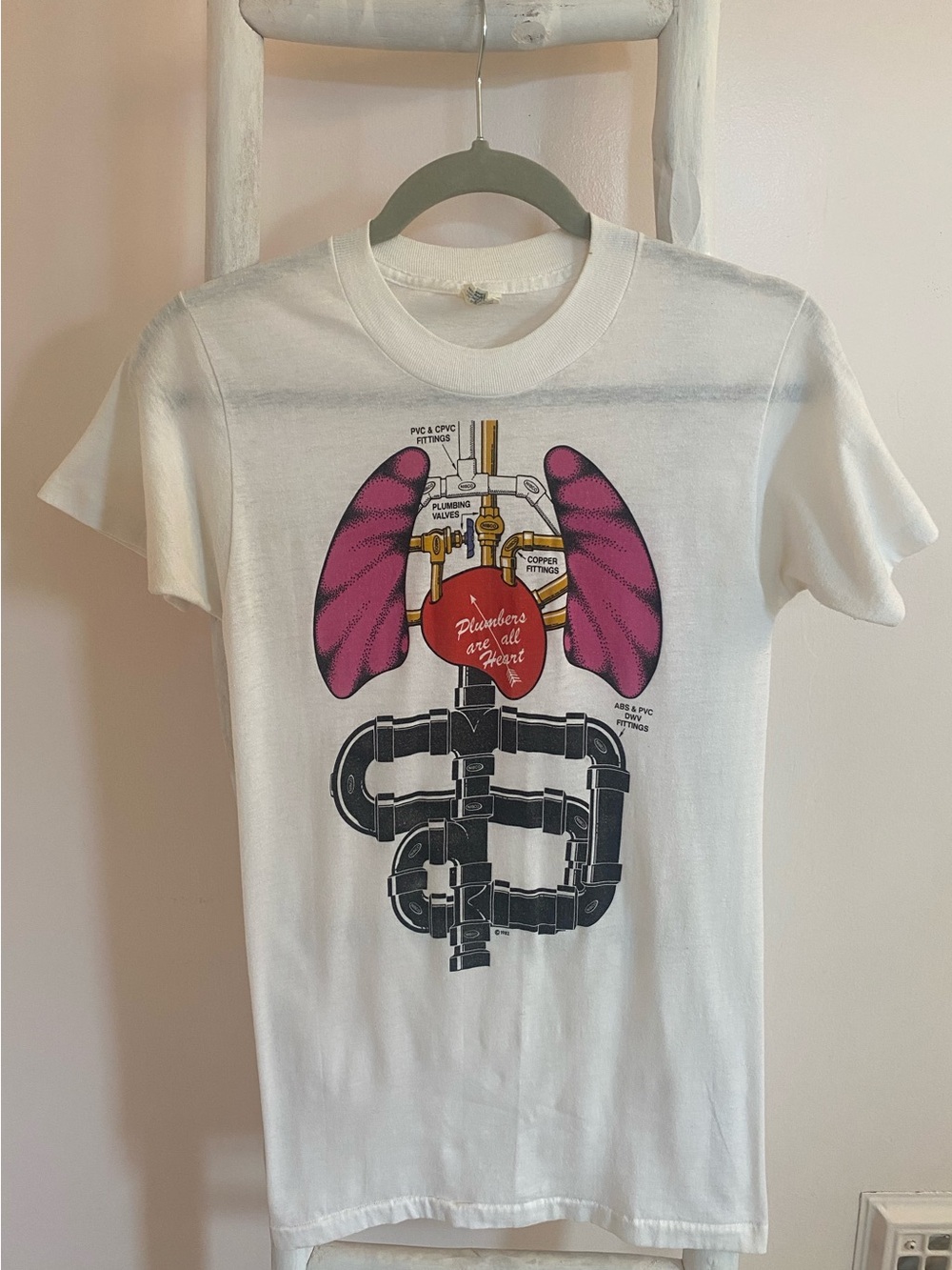 Vintage 1980s Graphic Tee Plumbers are all Heart